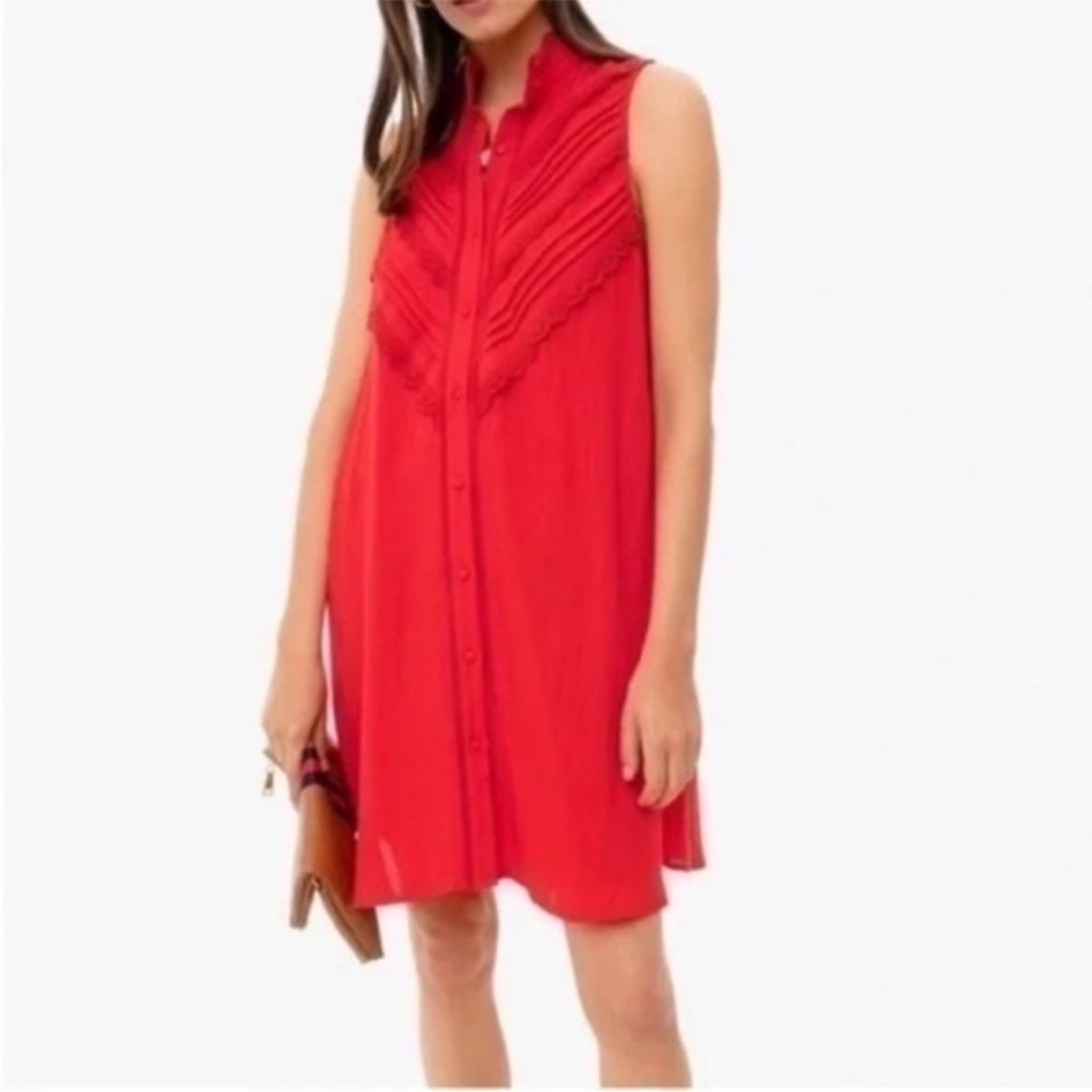 Tuckernuck Pomander Place Dutton Eyelet Sleeveless Mini Dress in Poppy Red - Picture 3 of 15